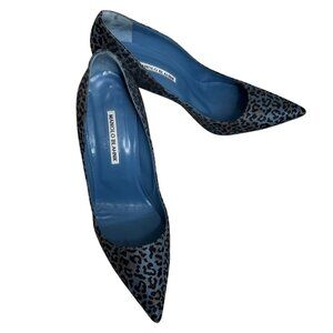 Manolo Blahnik Blue  Pumps Leopard BB Pumps size 9.5